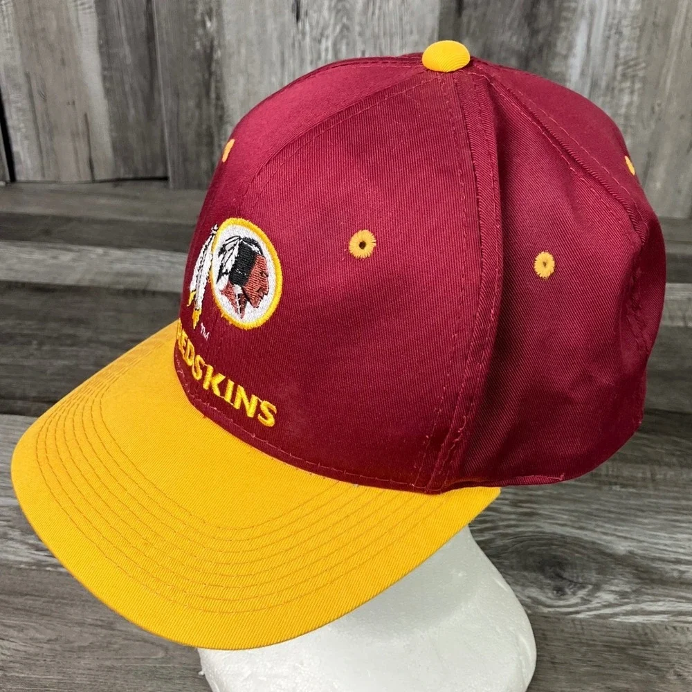 Vintage Washington Redskins Youngan Snapback Hat NFL Burgundy Gold Flat Brim VTG